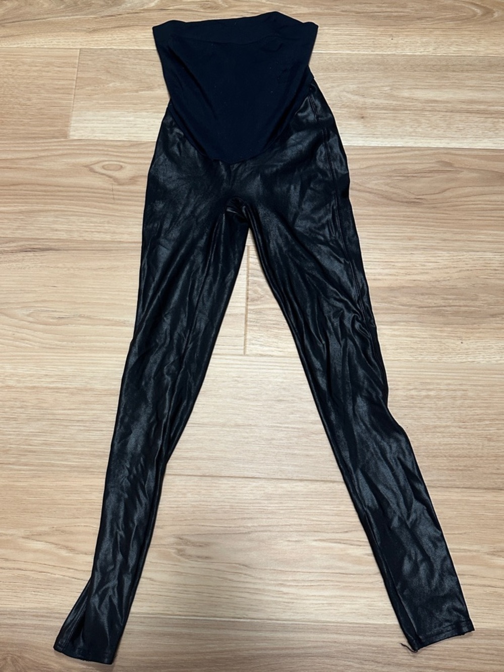 SPANX Black Faux Leather High-Rise Leggings Maternity